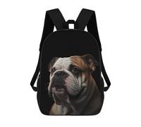 sinyumoney English Bulldog Portrait Backpack with Pocket 3D Printed Backpacks, Travel Rucksacks Book Bags Kids School Bag 17inch