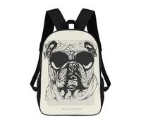 sinyumoney English Bulldog Sketch Kids School Backpack School Bag 3D Printed School Bag for Boys Elementary And Middle School Students 17inch