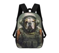 sinyumoney English Bulldog Soldier School Backpack School Secondary High School College Backpack Travel for Men, Women & Teenage Boys 17inch