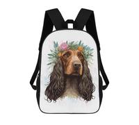 sinyumoney English Cocker Spaniel Art Backpack School Bag Secondary Causal Travel High School Bags for Boys/Girls/Teenagers 17inch