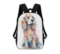 sinyumoney English Cocker Spaniel Kids School Backpack School Bag 3D Printed School Bag for Boys Elementary And Middle School Students 17inch