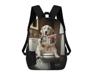 sinyumoney English Retriever Reading on Toilet Backpack School Travel College Rucksack Backpacks for Men, Women & Teenage Boys 17inch
