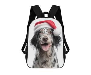 sinyumoney English Setter Dog with Santa Hat School Backpack Lightweight Airport College Students Back Pack- Perfect for Travel, Work And Daily Use 17inch
