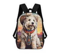 sinyumoney English Sheepdog Cowboy Children's Backpack, 3D Printed School Backpack, Backpack for Boys Girls, Adjustable School Bag for Primary School 17inch