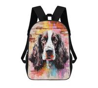 sinyumoney English Springer Spaniel Kids School Backpack School Bag 3D Printed School Bag for Boys Elementary And Middle School Students 17inch