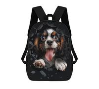 sinyumoney English Toy Spaniel Children's School Backpack 3D Printed for Kids Travel Rucksacks Book Bags Kids School Bag 17inch