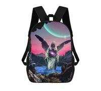 sinyumoney Enigmatic Angelic Statue with Cosmic Heart School Bag Bookbag 3D Printed Children's Backpacks for Kids Boy Girl Book Bags Kids School Bag Travel Rucksacks 17inch