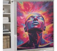 sinyumoney Enlightenment Anti-Mould Proof Resistant Washable Waterproof Cloth Fabric Bathroom Decor Curtains for Toile Bathroom Dorm 69.69x70.87Inch（177x180cm）