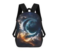 sinyumoney Epic Fantasy Moon Kids School Backpack School Bag 3D Printed School Bag for Boys Elementary And Middle School Students 17inch