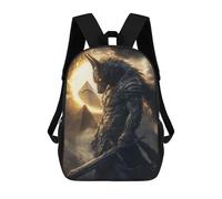 sinyumoney Epic Fantasy Warrior with Pyramids 3D Printed 17inch Kids School Bag Rucksacks Children's School Fashion Casual Back Pack High Capacity Travel Book Bags