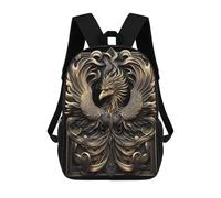 sinyumoney Epic Golden Phoenix Backpack School Bag Fashion Stationery Backpack Waterproof Casual Daypacks- Perfect for Travel, Work And Daily Use 17inch
