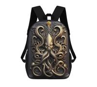 sinyumoney Epic Kraken Golden Monster 3D Printed 17 Inch School Backpack Children's Backpacks 3D Printed Cool Knapsack for Boys Elementary And Middle