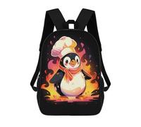 sinyumoney Epic Penguin Chef Backpack with Pocket 3D Printed Backpacks, Travel Rucksacks Book Bags Kids School Bag 17inch