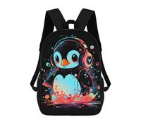 sinyumoney Epic Penguin Headphones Ronaldo Backpack, Children's Backpack, Student School Bag, Book Bag, 3D Printed School Bag For Boys And Girls, 17inch