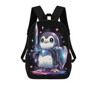 sinyumoney Epic Penguin Warrior Backpacks Kids School Backpack Fashion School Bag 3D Printed School Bag for Boys Elementary And Middle School Students 17inch