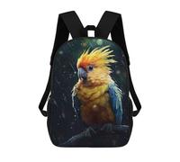 sinyumoney Epic Rainy Cockatiel Backpacks Kids Student Schoolbag 3D Printed Backpacks Elementary And Middle School Students Backpacks for Boys Girls 17inch