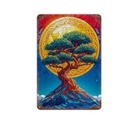 sinyumoney Eternal Bonsai Iron Water Proof Wall Art Decoration for Workshop Train Room Bar Kitchen Decor 11.8"x7.9"