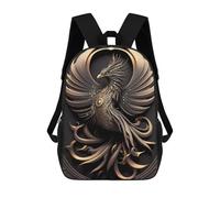 sinyumoney Eternal Flame Phoenix 17 Inch Backpack School Bag Rucksack for Girls Boys Large Capacity Kids Back Pack Lightweight School Bags for Children Students