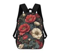 sinyumoney Eternal Poppy Elegance Children's Backpack, 3D Printed School Backpack, Backpack for Boys Girls, Adjustable School Bag for Primary School 17inch