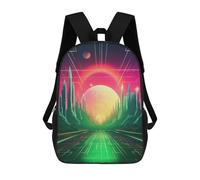 sinyumoney Ethereal Retrowave Fusion Backpack Kids School Backpack School Bag 3D Printed Fashion School Bag for Boys Elementary And Middle School Student 17inch