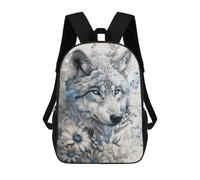 sinyumoney Ethereal Wolf Portrait Backpack Kids School Backpack School Bag 3D Printed Fashion School Bag for Boys Elementary And Middle School Student 17inch