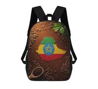 sinyumoney Ethiopia Coffee Bean Flag Art School Backpack for Girls 17inch Casual Daypack Lightweight Rucksack Boy Girl Backpack for Middle School Students