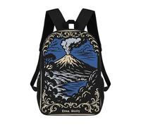 sinyumoney Etna, Sicily Volcanic Landscape Art 3D Printed 17 Inch School Backpack Children's Backpacks 3D Printed Cool Knapsack for Boys Elementary And Middle