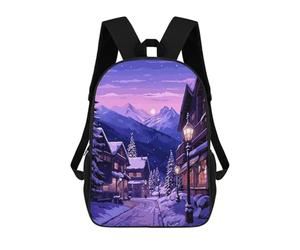 sinyumoney Europe Winter Village Art Rucksack Lightweight Casual Daypack School Backpacks for Campus Outdoor Travel Sports 17inch