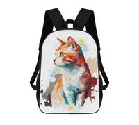 sinyumoney European Short Hair Cat Kids School Backpack 17 Inch School Bag 3D Printed School Bag for Boys Elementary And Middle School Students