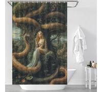 sinyumoney Eve And Serpent in Eden Garden Allegory 100% Polyester Fabric Washable Decor Bath Curtains for Bathroom Wet Room 46.85x70.87Inch（119x180cm）