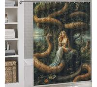 sinyumoney Eve And Serpent in Eden Garden Allegory Bath Shower Curtains Mildew Thicken Durable Polyester Hilarious Bath Curtain for Bathroom Wet Room 64.17x70.87Inch（163x180cm）