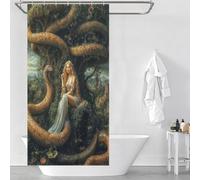 sinyumoney Eve And Serpent in Eden Garden Allegory with Hooks Waterproof Fabric Bathroom Curtains Modern Art for Kids Women Men 35.43x70.87Inch（90x180cm）