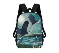 sinyumoney Evening Heron 3D Printed 17 Inch School Backpack Casual Children's Backpacks 3D Printed for Boys Elementary And Middle
