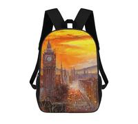 sinyumoney Evening London 3D Printed Children's School Backpack for Kids High Capacity Travel Rucksacks Book Bags Kids School Bag Back Pack 17inch