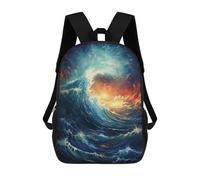 sinyumoney Evening Wave Backpack with Pocket 3D Printed Backpacks, Travel Rucksacks Book Bags Kids School Bag 17inch