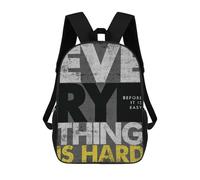 sinyumoney Everything Is Hard Children’s Backpack Girls Boys, 17 Inch Rucksack Bag, Daypack, Primary School, Perfect for Back to Kids