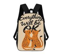 sinyumoney Everything Will Be OK - Cheetahs 17 Inch Backpacks Kids Schoolbag,3D Printed Elementary And Middle School Students Backpacks for Boys Girls
