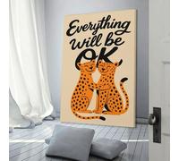 sinyumoney Everything Will Be OK - Cheetahs Abstract Wall Art for Living Room for Toilet Bathroom Decor Large Pictures 08x12inch(20x30cm)