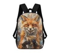sinyumoney Evil Laugh Fox Coffee Tea Children’s Backpack Girls Boys, Rucksack Bag, Daypack, Primary School, Perfect for Back to Kids School Or PE, Gifts And Travel 17inch