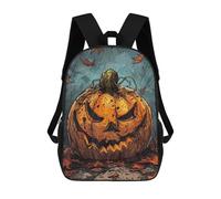 sinyumoney Evil Pumpkin Illustration Kids School Backpack School Bag 3D Printed School Bag for Boys Elementary And Middle School Students 17inch
