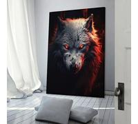 sinyumoney Evil White Wolf Wall Art for Hallway And Stairs for Rustic Farmhouse Bathroom Deco Large Pictures 08x12inch(20x30cm)