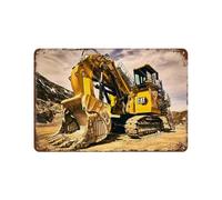 sinyumoney Excavator Caterpillar Iron Water Proof Wall Art Decoration Man Cave 7.9"x11.8"