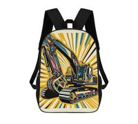 sinyumoney Excavator Wpap Pop Art Kids School Backpack 3D Printed Fashion School Bag Casual School Bag for Boys Elementary And Middle School Students 17inch