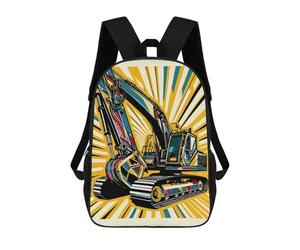 sinyumoney Excavator Wpap Pop Art Kids School Backpack 3D Printed Fashion School Bag Casual School Bag for Boys Elementary And Middle School Students 17inch