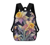 sinyumoney Exotic Daffodils Rucksacks 3D Printed Children Backpacks Fashion Casual Daypack Cute Travel Bags Outdoor Casual Daypack for Boy And Girl 17inch