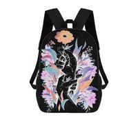sinyumoney Exotic Flowers Black School Bags Work Laptop Backpack Rucksack Bag- Perfect for Travel, Work And Daily Use 17inch