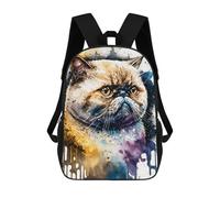sinyumoney Exotic Shorthair Cat Ink Backpack School Bag Rucksack Casual Daypacks School Work Travel Bag for Men, Women & Teenage Boys 17inch