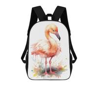 sinyumoney Exotic Watercolor Flamingo Backpack School High Secondary School Bags Casual Backpack for Men, Women & Teenage Boys 17inch