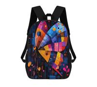 sinyumoney Expressionist Geometry Butterfly 3D Printed Children's School Backpack for Kids High Capacity Travel Rucksacks Book Bags Kids School Bag Back Pack 17inch