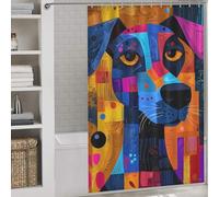 sinyumoney Expressionist Geometry Dog - Vibrant Abstract Canine Art Waterproof Polyester Fabric Shower Curtain with Hooks for Bathroom for Bathtub Shower Stall 56.30x70.87Inch（143x180cm）